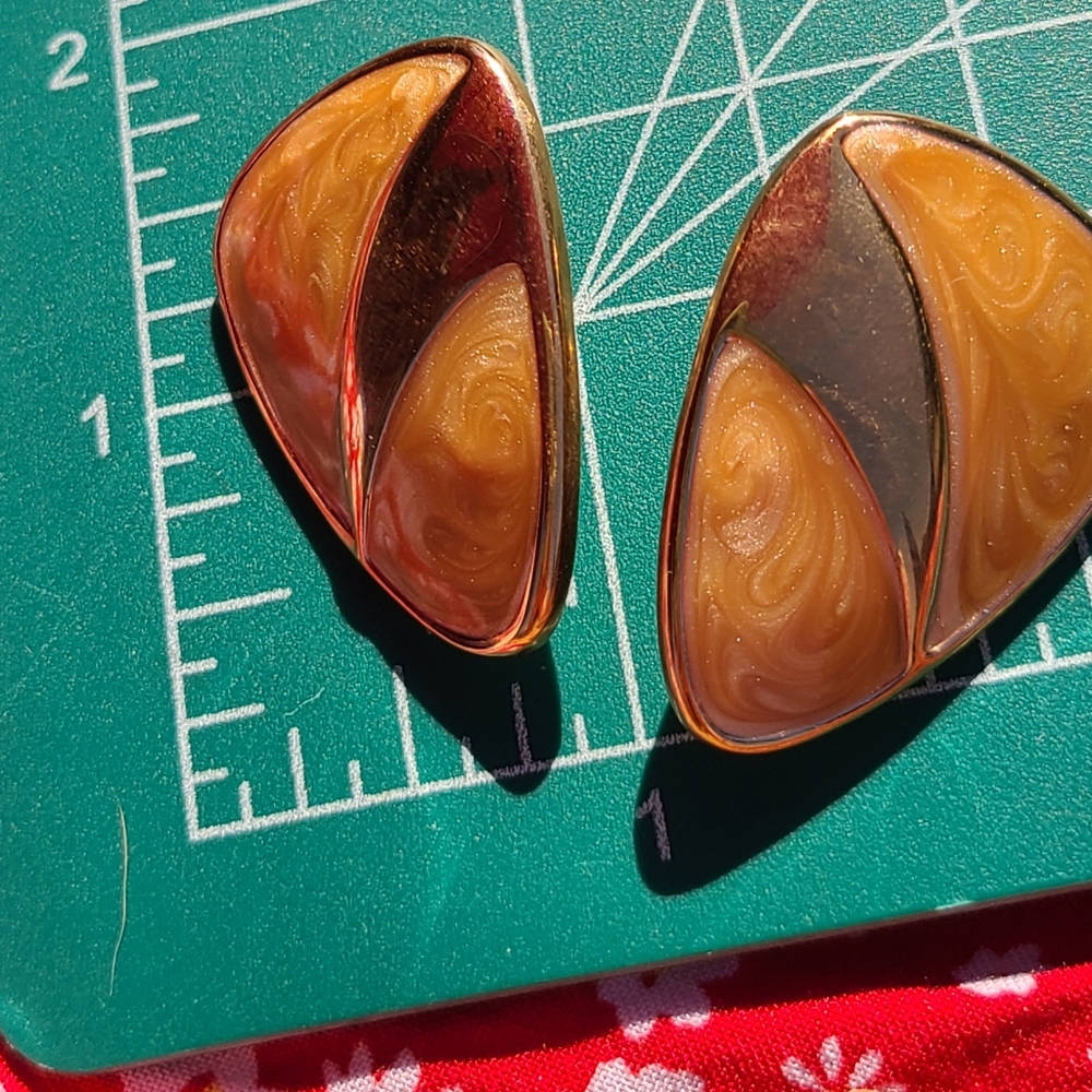 Monet Gold and Brown Swirl Earrings